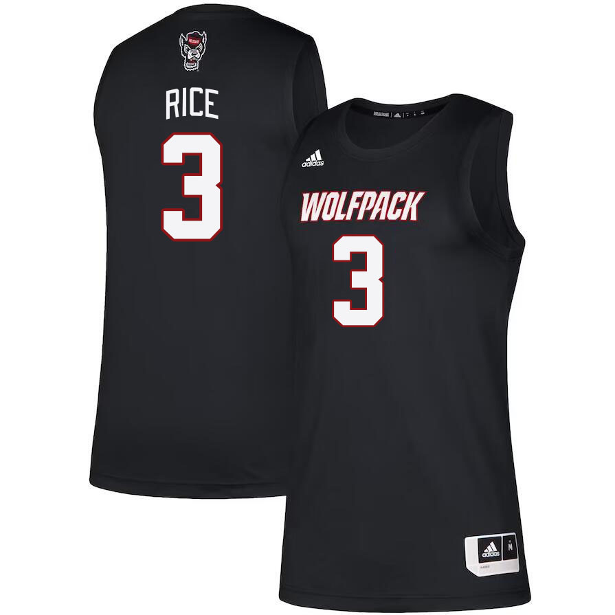 Men #3 MJ Rice NC State Wolfpack College Basketball Jerseys Stitched Sale-Black